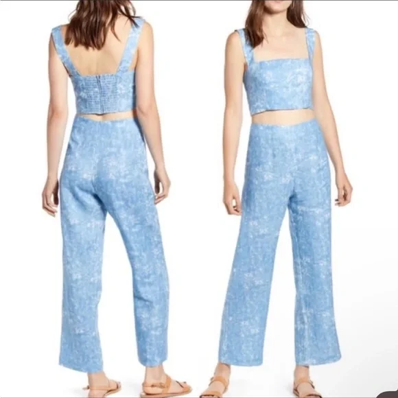 New! Reformation Mara 2–Piece Set Tie Dye Linen Cropped Top & Wide Leg 🩵 size 4 - Picture 8 of 16